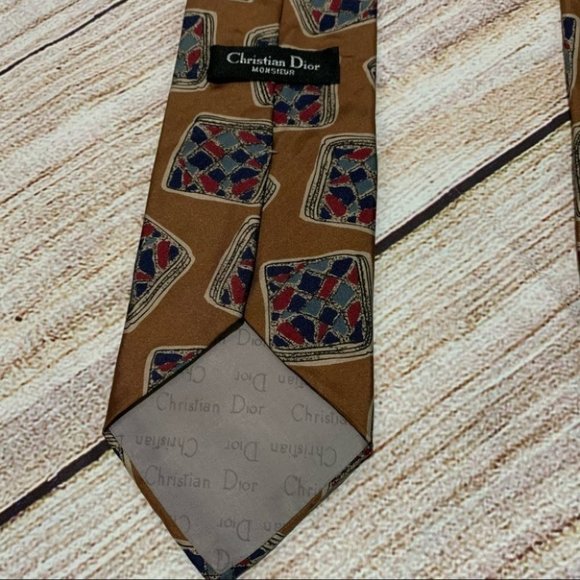 Vintage Dior Brown Pattern Silk Tie - Picture 3 of 5